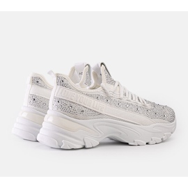 Białe błyszczące sneakersy na masywnej podeszwie Senai 1