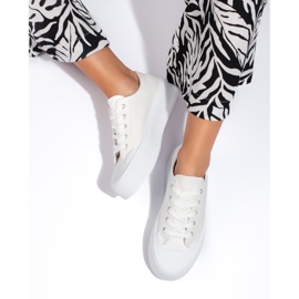 Damskie trampki na platformie białe 2