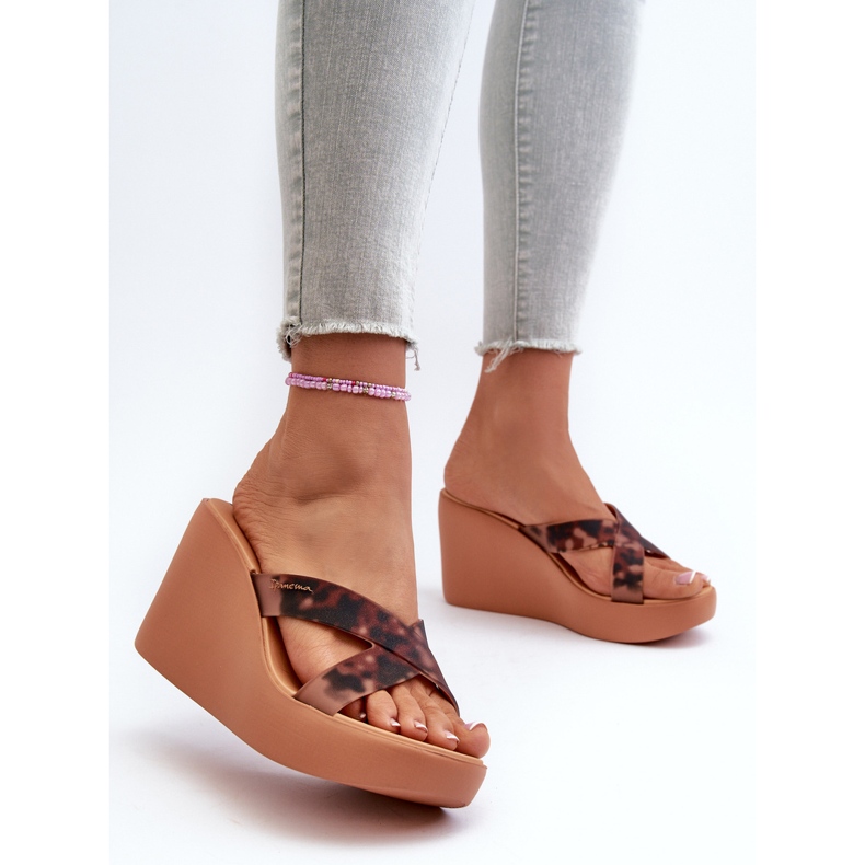 Klapki Damskie Na Koturnie 83520 Ipanema High Fashion Slide Fem Brązowe 2