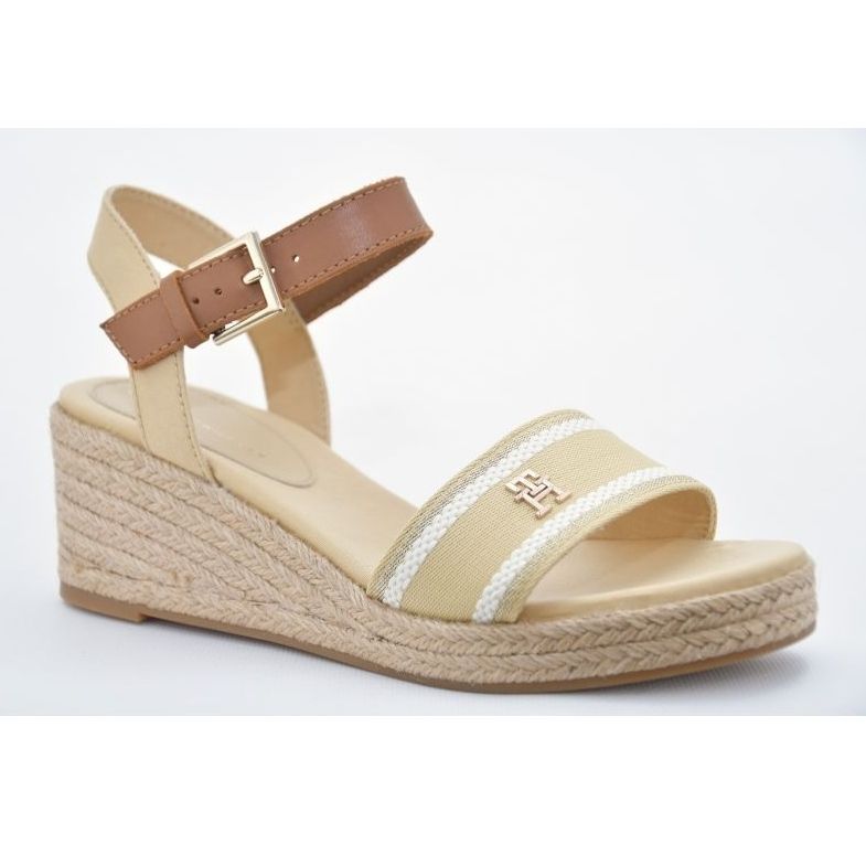 Sandały Tommy Hilfiger Webbing Wedge Sandal W FW0FW08044ACR beżowy 1
