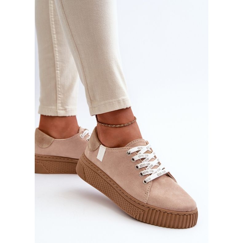 Trampki Damskie Memory Foam System Big Star NN276002 Ciemnobeżowe beżowy 2