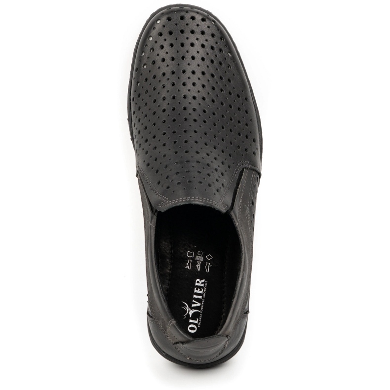 Olivier Mokasyny męskie ażurowe na lato 662 czarne 3