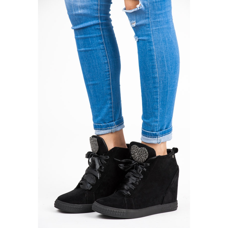 Vices New Collection Sneakersy wiązane wstążką czarne 1