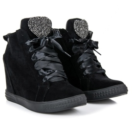 Vices New Collection Sneakersy wiązane wstążką czarne 5