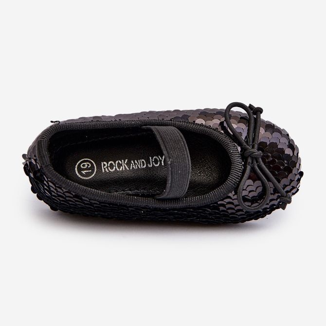 Balerinki Dziecięce Ozdobione Cekinami Czarne Weries 2