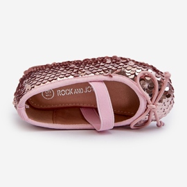 Balerinki Dziecięce Ozdobione Cekinami Różowe Weries 1