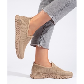 Brązowe tekstylne trampki damskie 2