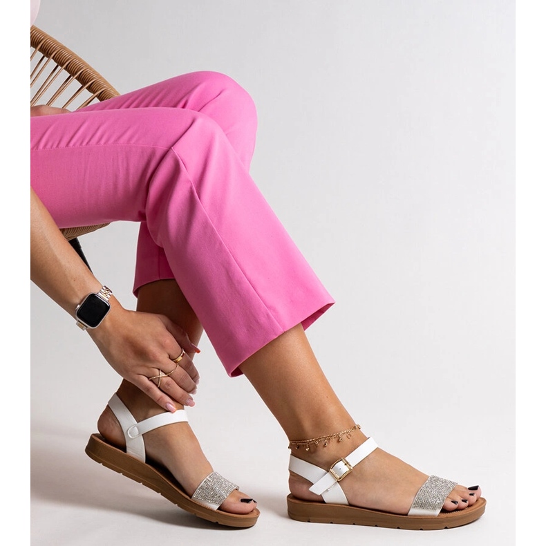 Białe sandały z cyrkoniami Estellaria 1