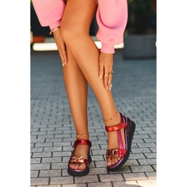 S.Barski Sandały Damskie Na Koturnie D&A CR954 Fioletowe 1