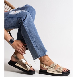 Złote sandały na platformie Bashera złoty 1