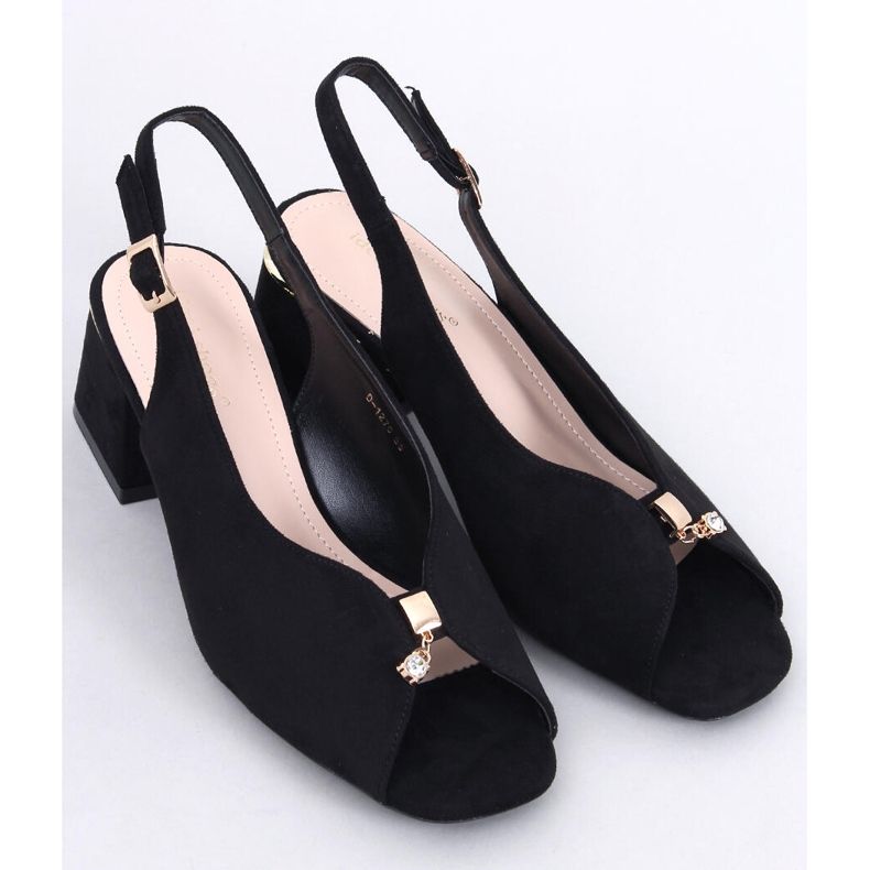 Sandałki na obcasie Floris Black czarne 1