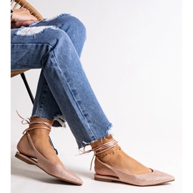 Wiązane różowe balerinki z cyrkoniami Safine 1