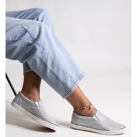 Srebrne błyszczące trampki Lublubah srebrny 1