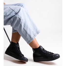 Bez marki Czarne wysokie trampki ażurowe Madala 1