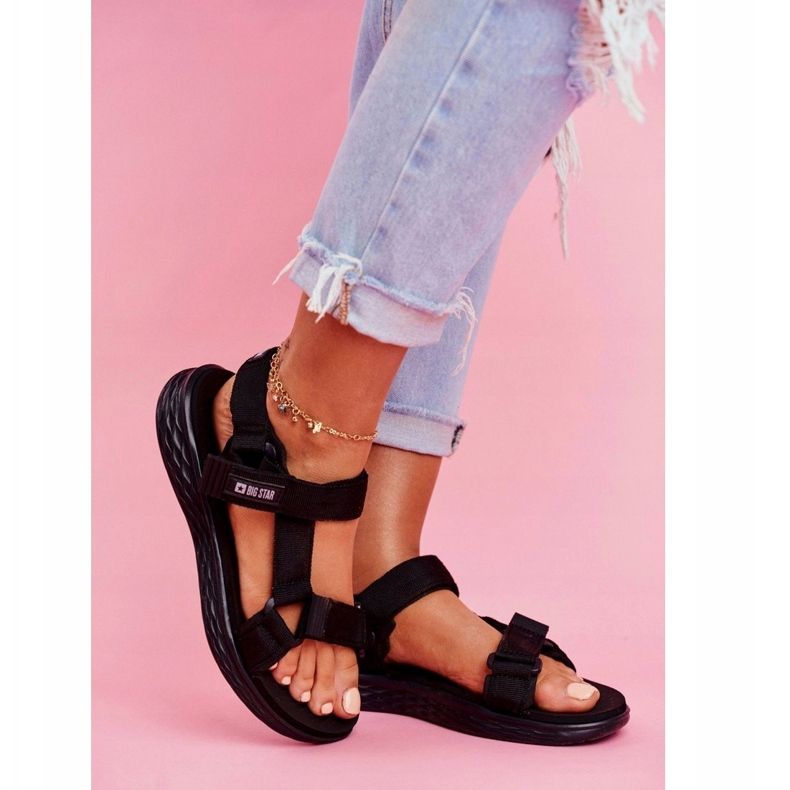 Sandały Damskie Big Star Czarne FF274A600 czarne 4