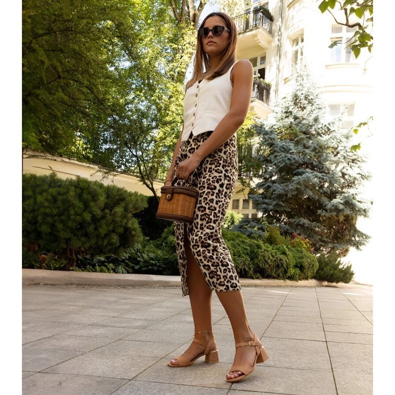 Brązowe sandałki na słupku Madea 2