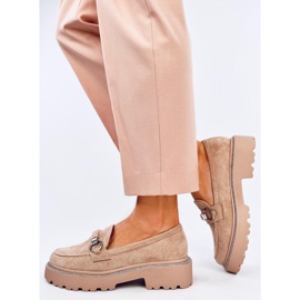 Mokasyny zamszowe wysoka podeszwa Sheady Khaki beżowy 2