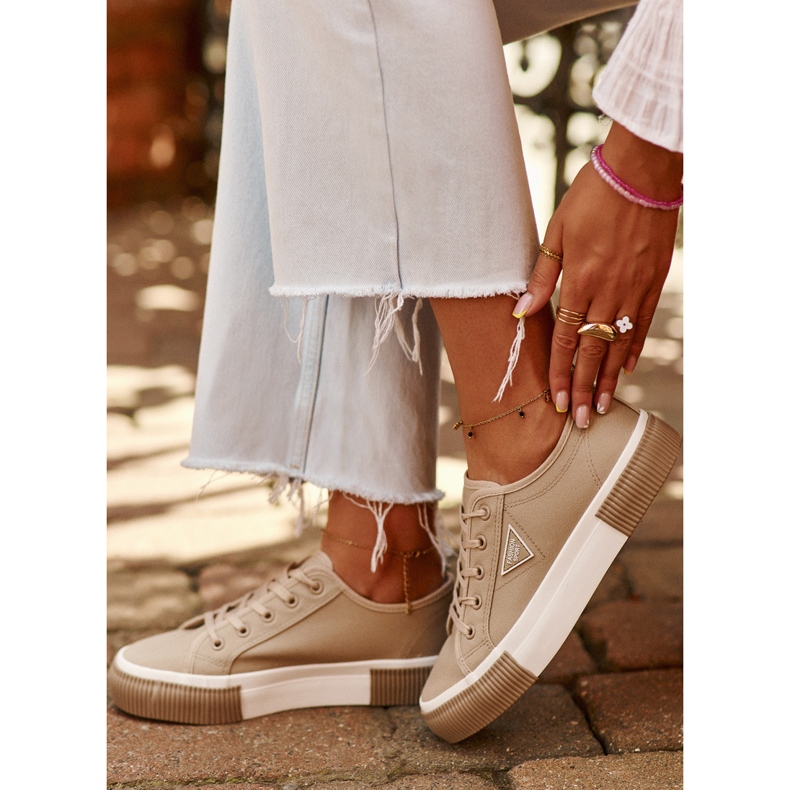 Niskie Trampki Damskie Brązowe Enalae 1