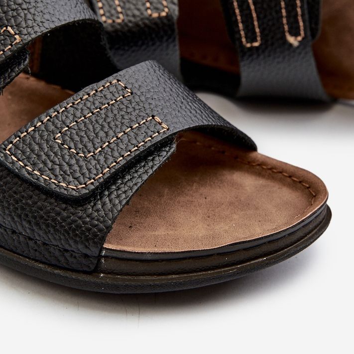 Wygodne Klapki Męskie Z Paskami Na Rzepy Inblu GV00002I Czarne 2