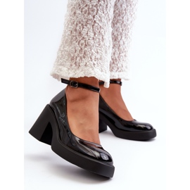 Lakierowane Czółenka Na Masywnym Obcasie Czarne Effiba 2