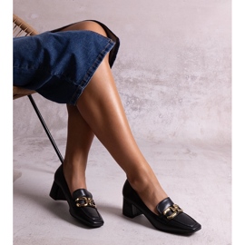 Czarne czółenka z kwadratowym noskiem Alhena 1