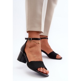 Sandały Damskie Na Słupku Czarne Desvia 2