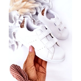 Dziecięce tenisówki na rzepy biało-złote białe 2