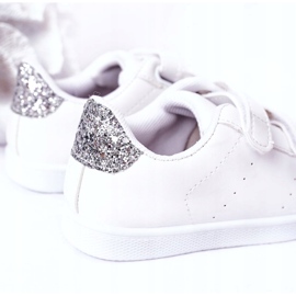 Dziecięce Tenisówki Na Rzepy Biało-Srebrne białe 1