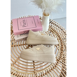 Sneakersy Damskie Z Eko Skóry Na Masywnej Platformie Beżowe Chrisstin beżowy 1