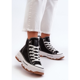Wysokie Trampki Damskie Na Platformie Czarne Valvia 2