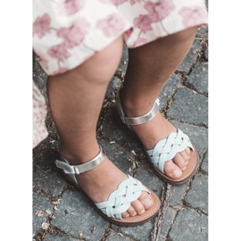 Sandałki Dziecięce Zapinane Na Rzep Z Przeplatającymi Się Paseczkami Niebieskie 5