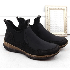 Komfortowe botki damskie wsuwane czarne Rieker N3275-00 4