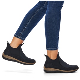 Komfortowe botki damskie wsuwane czarne Rieker N3275-00 1