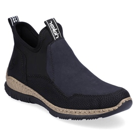 Komfortowe botki damskie wsuwane czarne Rieker N3275-00 9