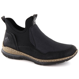 Komfortowe botki damskie wsuwane czarne Rieker N3275-00 2