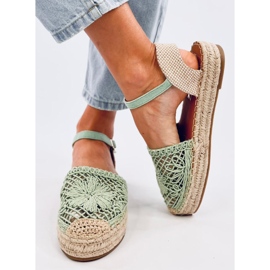 Sandałki ażurowe espadryle Premat Green zielone 2