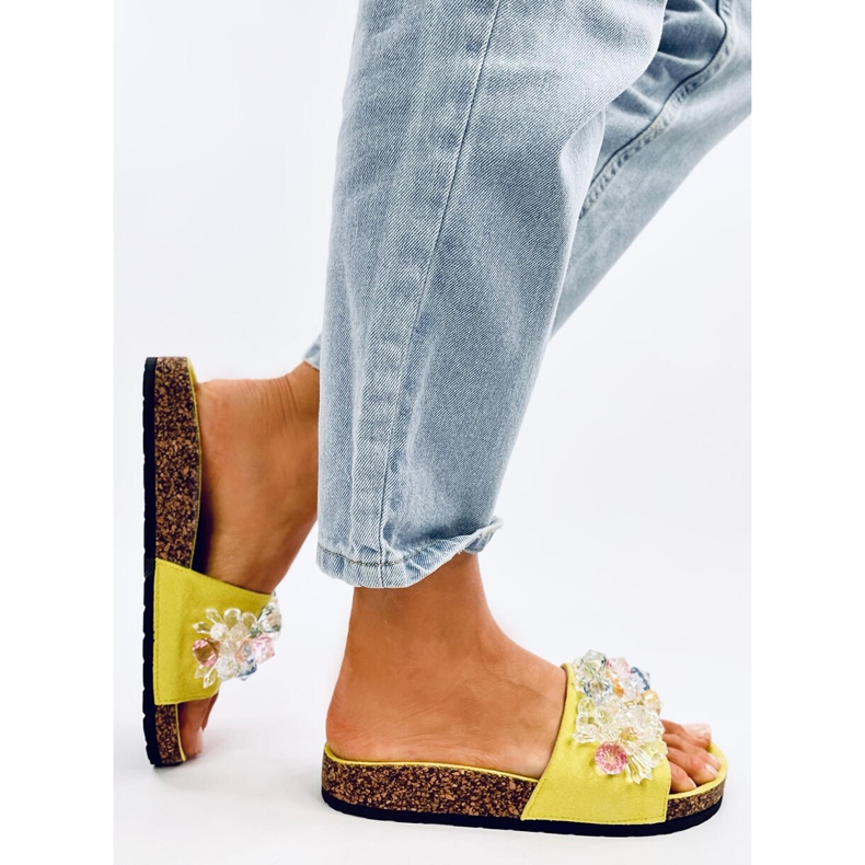 Klapki korkowe z kamieniami Maliv Green zielone 2