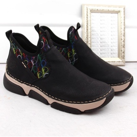 Komfortowe Rieker 45957-00 W RKR697 czarne 2