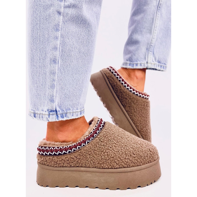 Śniegowce krótkie z barankiem Lamb Khaki brązowe 1