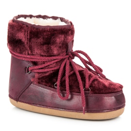 Ideal Shoes Śniegowce bordo czerwone 2
