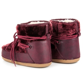 Ideal Shoes Śniegowce bordo czerwone 3