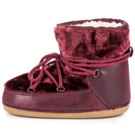 Ideal Shoes Śniegowce bordo czerwone 4
