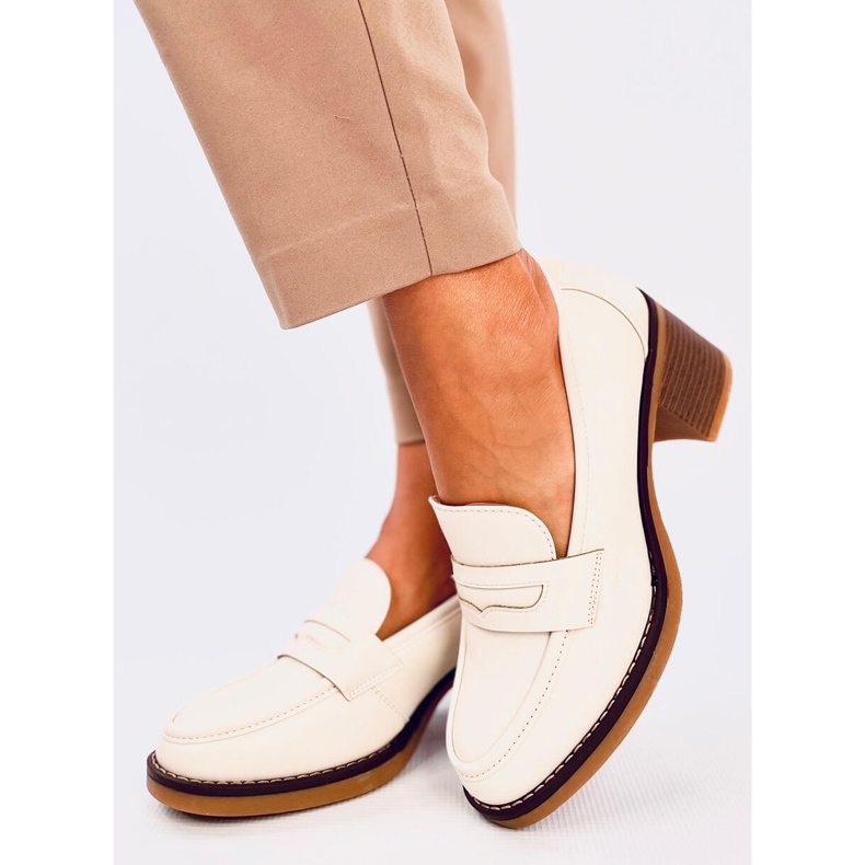 Mokasyny na obcasie Ramona Beige beżowy 1