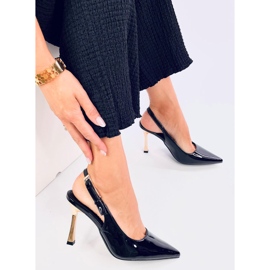 Szpilki lakierowane z odkrytą pięta Mariot Black czarne 2