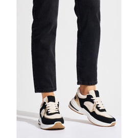 Czarno-beżowe sneakersy na grubej podeszwie białe 2