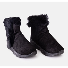 Czarne sneakersy ocieplane na koturnie Lara 1