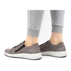 WASAK Półbuty damskie sneakersy skórzane 0602W szare kwiaty 10