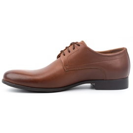 Kampol Buty męskie wizytowe eleganckie pantofle skórzane 334KAM brązowe 1