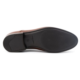 Kampol Buty męskie wizytowe eleganckie pantofle skórzane 334KAM brązowe 7