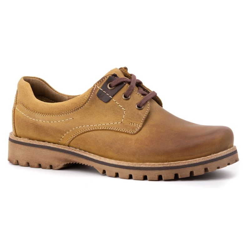 KOMODO Buty męskie skórzane trapery 879 rude pomarańczowe 1